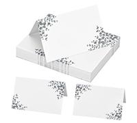 Bczhieulw 50PCS Tarjetas de mesa,marcasitios boda, estilo hoja de eucalipto, mesa para Comunión, Bautizo, Boda, Cumpleaños, Confirmación, Graduación, Fiesta, Recuerdos, 85 mm x 55 mm (dobladas)
