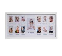 BD ART 23 x 50 cm Marco múltiple - Mi primer año - para 12 fotos de 5 x 7 cm y 1 foto de 9 x 13 cm, blanco