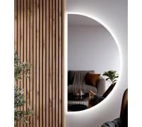 BD ART Espejo de baño LED Luna semicírculo, 120 x 65 cm, con iluminación, IP44, espejo de pared para baño