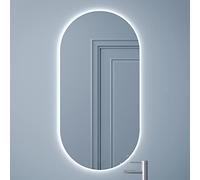 BD ART Luna Espejo de pared para baño con iluminación led, ovalado, 100 x 40 cm, horizontal y vertical, color de luz blanco frío 4200 K, IP44