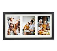 BD ART Marco de fotos collage 18x35 para tres fotos con passe-partout 10x15 cm, madera MDF negro, marco de fotos moderno para colgar en la pared o colocar sobre una cómoda