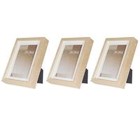 BD ART Set de 3 Marcos de fotos de Madera solida 13 x 18 cm con Paspartu 10 x 15 cm, Abedul natural