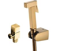 BDAYEK Rociador de bidé Rociador de bidé de Mano con válvula Angular, con Manguera de Ducha de Acero Inoxidable 304 de 0,5 m y Base de Ducha ABS, rociador de pañales de Tela for bebés, Dorado(Gold)