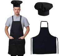 BDBFPAN 2 gorros de cocinero, traje de chef, muy atractivo y duradero, gorro de cocinero, para el hogar, cocina, restaurante, hotel, gorro de cocinero y delantal para disfraces de día y Halloween,