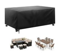 BDBSGBH Funda rectangular para muebles de jardín de 220 x 80 x 80 cm (largo x ancho x alto), impermeable, tela Oxford 420D con hebillas resistentes al viento, anti rayos UV/desgarros, mesa al aire