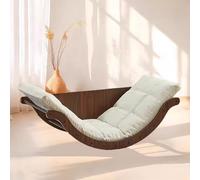BDCPMT Mecedora planeadora con cojín, Base de Trineo, Moderna Mecedora de Madera, Multifuncional, for Sala de Estar, Dormitorio, guardería y balcón.(Walnut+Beige)