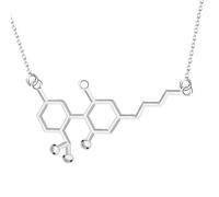 BDDCYWY 925 Collar de serotonina de Plata esterlina para Mujeres y Hombres, Cerveza 3D trinitrotolu Vitamina C Agua de cocaína DMT Molécula biología biología química Colgante Colgante química