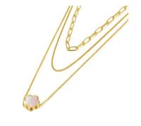 BDDCYWY Collar de Tendencia Cadena Colgante Hombres Mujeres Collares de joyería Tres Capas Flor de Concha Blanca Negra para