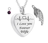 BDDCYWY Collares conmemorativos para Cenizas, Collar de Diamantes de imitación para Hombres con Cable de electrocardiograma de corazón Regalo para Mujeres y Hombres