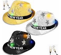 Bdecoll 3 sombreros de fiesta de Nochevieja - dorado y negro sombrero de fiesta de Año Nuevo sombreros de papel tocados creativos decoraciones sombrero de cartón, unisex, Año Nuevo, Año Nuevo, Año
