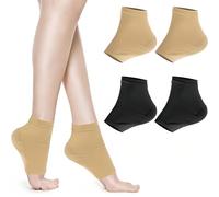BDEPSTR 2 Pares Calcetines de Gel Suaves Hidratantes, para el Talón Ventilar Gel Calcetines de Punta Abierta Silicona Suave Piel Seca Dura Agrietada Transpirable Reutilizable Protector Pies
