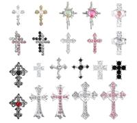 BDEPSTR 21 Piezas Decoraciones de Uñas - Nail Art con Diseño de Cruz, 3D & Brillantes, Ideal para DIY Manicura, Trendy para Mujeres & Adolescentes