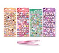 BDEPSTR 4 Piezas Pegatinas Mini Hinchadas Adorables - 3D Bonitas para Niños y Adultos - Ideal para Fundas de Teléfono, Botellas y Manualidades