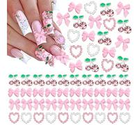 BDEPSTR 40 Piezas Accesorios para Decoración de Uñas Rosa Charms de Resina para Nail Art 3D Adornos Elegantes para Manicura Profesional y DIY Kit de Decoración de Uñas para Mujer