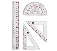 BDEPSTR Juego de Reglas Escolares de 20 cm para Estudiantes, Kit de Geometría con Números Grandes para Protección Visual, Regla Rígida de Alta Precisión, Pack de 4 Piezas para Colegio y Dibujo