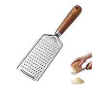 BDEPSTR Rallador de Queso de Acero Inoxidable con Mango de Madera, 22.5x5.5cm - Rallador de Cocina Profesional para Parmesano, Jengibre, Chocolate y Limón, Utensilio Manual con Agarre Ergonómico