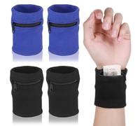 BDEPSTR Wristbands con Bolsillo,4 Pcs Muñequera Deportiva con Cremallera,Accesorios de Entrenamiento,para Monedas,Llaves,Billetera,Muñequeras Unisex