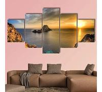 BDFDF Lienzo 5 Piezas Cuadro Lienzo No Tejido Atardecer En La Isla De Ibiza En España 5 Carteles Pintura Mural Modernos Hogar Decoracion Artes 150X80Cm
