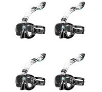 Bdfhjln Juego de 4 máscaras de esnórquel plegables con soporte para cámara y seco, equipo de esnórquel profesional, color negro