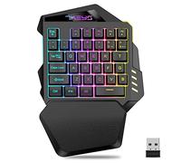 Bdfhjln Teclado inalámbrico mecánico para juegos con una sola mano, retroiluminado RGB, mini teclado portátil controlador de juego para PC Gamer