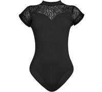 BDFJEDS Maillot Ballet Mujer Ropa De Baile Cómoda Verano For Adultos, Trajes Ballet, Cuello Alto, Encaje, Gimnasia Una Pieza, Práctica For Exámenes Arte(Black,M)
