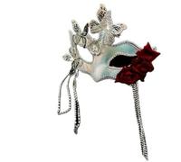 BDFJEDS Máscaras de Plumas Máscara de velo con textura metal galvanizado y plumas mariposa tridimensionales, accesorios rendimiento(Style 3)