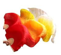 BDFJEDS Seda Real/de imitación, 1 par, Velo for Danza del Vientre, abanicos de bambú Hechos a Mano, teñido, Rendimiento, Seda Natural(Red,280x90cm Real Silk)