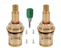 BDHDHWEFE 1 par de cartuchos repuesto for grifo latón frío y caliente, 20 dientes G1/2" válvula vástago disco cerámica con tornillos destornillador for reparación(2-3/16"-3/8")