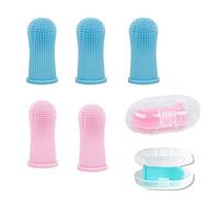 BDHI 5 piezas de cepillo de dientes de dedo de perro 360º mascotas cepillo de dientes de limpieza con estuche de almacenamiento de dientes de silicona Limpieza de dientes aliento placa de cuidado dental apagado para perro gato cachorro cepillo de dientes (Y37-5)