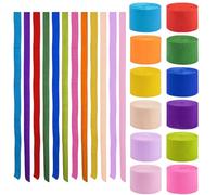 BDHYYM 12 Rollos de Papel Crepé de Colores, Serpentinas Fiesta, Papel Crepe Colores, Serpentinas de papel Multicolor para Bodas, Carnavales y Fiestas - 4,5 cm x 10 m