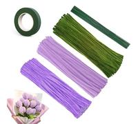 BDHYYM 300 PPiezas Limpiapipas Manualidades, Limpia Pipas para Manualidades, Limpia Pipas de Colores con Tallos de Chenilla y Cinta de Flores, para Artesanía y Tulip Bouquet Pipe Cleaner Set