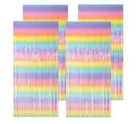BDHYYM 4 Piezas Cortinas Metálicas Pastel Cortina de Lámina Oropel Franjas Decoración Fondo Cortinas de Oropel Coloridas Cortina de Purpurina para Fiesta de Cumpleaños Bodas (1mx2m)