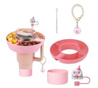BDHYYM 5 Piezas Stanley Cup Accesorios,Bandeja para Aperitivos de Stanley Cup,Protectores Antiderrame Stanley Cup,Gran Capacidad Snack Bandeja con 4 Compartimentos y Asa,Stanley Cup Accessories Set