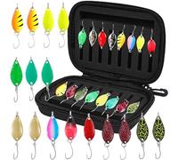 BDHYYM Juego de 16 cucharas para trucha, cebo artificial, juego de señuelos para trucha, 2,5 g/3,5 g/5 g, accesorios de pesca con caja de almacenamiento, para perca, lucio, lucioperca, trucha, pesca
