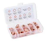 BDHYYM Juego de 200 anillos de sellado de cobre, surtido de arandelas, juego de arandelas, junta de tornillo de drenaje de aceite, juego de juntas M5, M6, M8, M10, M12, M14, para accesorios de