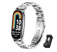BDIG Correa Compatible Mi Band 8 Correas Metal, Pulsera de Acero Inoxidable Agradable para MiBand 8 Correa Plata (No Host)