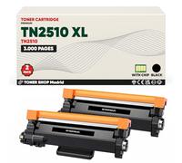 BDink Cartucho de Tóner Compatible TN2510XL Negro (Pack 2) con Chip para MFC L2827DW, L2860DW, HL L2400DW, L2445DW, DCP L2620DW, L2660DW Rendimiento 2x3.000 páginas Compatible con Cartucho TN2510 XL