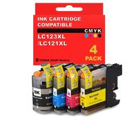 BDink Tinta Compatible con Brother LC123XL LC121XL CMYK (Pack 4) para DCP J132W J152W J172W J4110DW J522DW J552DW J752DW MFC J245 J4410DW Rendimiento Negro 20.6 ml y Color 10 ml