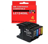 BDink Tinta Compatible con Brother LC1240XL LC1220XL LC1280XL Negro Cian Magenta Amarillo (Pack 4) para DCP J525W J725DW J925DW MFC J430W J5910DW J625DW Rendimiento 32.6 ml Negro y 16.6 ml Color