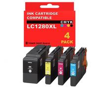 BDink Tinta Compatible con Brother LC1280XL CMYK(Pack 4) para DCP J525W J725DW J925DW MFC J430W J5910DW J625DW Rendimiento 32.6 ml Negro y 16.6 ml Color