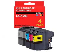 BDink Tinta Compatible con Brother LC12E Negro Cian Magenta Amarillo (Pack 4) para MFC J6925DW Cartuchos de Tinta Compatibles 4 Colores CMYK