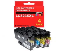 BDink Tinta Compatible con Brother LC3235XL LC3233 Negro Cian Magenta Amarillo (Pack 4) para DCP J1100DW MFC J1300DW Rendimiento Negro 6000 y Color 5000 Páginas