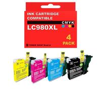 BDink Tinta Compatible con Brother LC980XL LC1100XL LC985XL CMYK (Pack 4) para DCP 145C 163C 165C 167C 185C 195C 197C 365CN 373CW 375CW Rendimiento 28 ml Negro y 18 ml Color