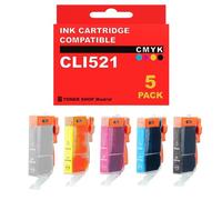 BDink Tinta Compatible con Canon CLI521 2933B001 2934B001 2937B001 2935B001 2936B001 (Pack 5) para PIXMA iP3600 iP4600 iP4700 MP540 MP550 Rendimiento 9 ml por Cartucho