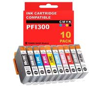 BDink Tinta Compatible con Canon PFI300 PFI-300CO (Pack 10) negro 272 Páginas, cyan 735, Gris 236, negro mate 1750 magenta 785 negro photo 303 cyan photo 625 magenta 530, rojo 920 amarillo 530 Páginas