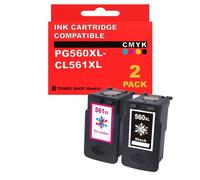 BDink Tinta Compatible con Canon PG560XL 3712C001/3713C001 Negro y CL561XL 3730C001/3731C001 Tricolor (Pack 2) Color para Pixma TS 5400 5450 7400 7450 Rendimiento 400 páginas Negro y 300 páginas