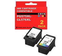 BDink Tinta Compatible con Canon PG575XL 5437C001/5438C001 Negro y CL576XL 5441C001/5442C001 Tricolor (Pack 2) para Pixma TR 4750 3550i 3752i Rendimiento 400 páginas Negro y 300 páginas Color