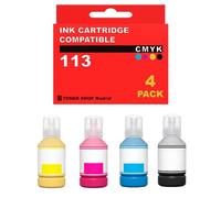 BDink Tinta Compatible con Epson 113 C13T06B140 C13T06B240 C13T06B340 C13T06B440 (Pack 4) CMYK Pigmentada para EcoTank ET-16150 ET-16600 ET-16605 Rendimiento 140 ml Negro y 70 ml Color