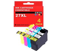 BDink Tinta Compatible con Epson 27XL T2711 T2701 T2712 T2702 T2713 T2703 T2714 T2704 (Pack 4) CMYK para Workforce WF-3620DWF WF-3640DTWF WF-7210DTW WF-7610DWF Capacidad Negro 22.4 ml y Colores 15 ml