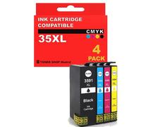 BDink Tinta Compatible con Epson 35XL T3591 T3581 T3592 T3582 T3593 T3583 T3594 T3584 (Pack 4) CMYK para WorkForce Pro WF4720DWF WF4735DT WF4740DTWF Capacidad Negro 2600 Páginas y colores 1900 Páginas
